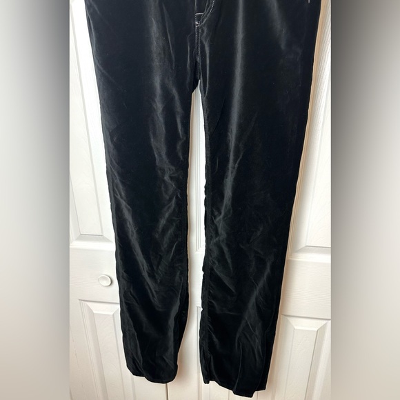 7 FOR ALL MANKIND Flynt Velvet Velour Pants Black Bootcut Flare Mid High Rise - Picture 5 of 10